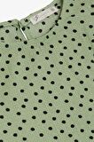 Escabel Kız Çocuk Bluz Puantiye Desenli Balon Kol 5-14 Yaş, Yeşil