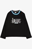 Breeze Erkek Çocuk Uzun Kollu Tişört Yazı Baskılı 5-9 Yaş, Siyah