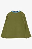 BREEZE Erkek Çocuk Uzun Kollu Tişört Yazı Baskılı 5-9 Yaş, Haki Yeşil