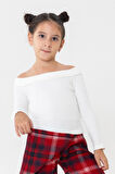 Breeze Kız Çocuk Bluz Kayık Yaka Kemer Boy Basic 9-14 Yaş, Ekru