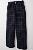 Breeze Kız Çocuk Kare Desenli Pantalon 8-14 Yaş, Lacivert