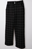 Breeze Kız Çocuk Kare Desenli Pantalon 8-14 Yaş, Siyah