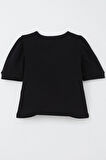 Breeze Kız Çocuk Crop Tişört Göbek Dekolte Detaylı 8-14 Yaş, Siyah