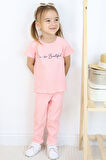 Breeze Kız Çocuk Taytlı Takım Yazı Baskılı 1.5-5 Yaş, Pembe