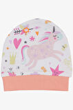 Breeze Yenidoğan Bebek Şapkası Unicorn Baskılı Beyaz