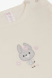 Kız Bebek Çıtçıtlı Zıbın Body Havalı Tavşancık Baskılı 9 Ay-3 Yaş, Krem