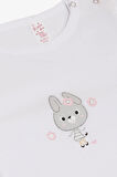 Breeze Kız Bebek Çıtçıtlı Zıbın Body Havalı Tavşancık Baskılı 9 Ay-3 Yaş, Beyaz