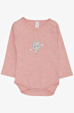 Breeze Kız Bebek Çıtçıtlı Zıbın Body Havalı Tavşancık Baskılı 9 Ay-3 Yaş, Pembe Melanj