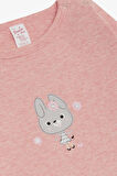 Breeze Kız Bebek Çıtçıtlı Zıbın Body Havalı Tavşancık Baskılı 9 Ay-3 Yaş, Pembe Melanj