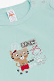 Breeze Erkek Bebek Çıtçıtlı Zıbın Body Ressam Kedicik Baskılı 9 Ay-3 Yaş, Su Yeşili