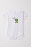 Breeze Erkek Bebek Çıtçıtlı Zıbın Body Eğlenceli Dinozor Baskılı 9 Ay-3 Yaş, Beyaz