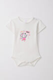 Breeze Kız Bebek Çıtçıtlı Zıbın Body Mutlu Tavşancık Baskılı Çiçekli 9 Ay-3 Yaş, Beyaz