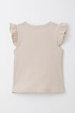Breeze Kız Çocuk Tişört Kemer Boy Yakası Zincir Aksesuarlı 9-14 Yaş, Bej