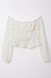 Breeze Kız Çocuk Uzun Kollu Dantelli Crop Bluz 9-14 Yaş, Ekru