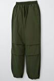 Breeze Kız Çocuk Paraşüt Jogger Paça Pantolon 6-12 Yaş, Haki Yeşil