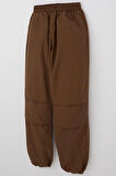 Breeze Kız Çocuk Paraşüt Jogger Paça Pantolon 6-12 Yaş, Koyu Kahve