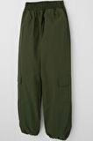 Breeze Kız Çocuk Paraşüt Jogger Paça Pantolon Kargo Cep 7-12 Yaş, Haki Yeşil