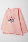 Breeze Kız Çocuk Uzun Kollu Tişört Fiyonk Baskılı 2-6 Yaş, Somon