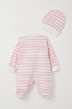 Breeze Kız Bebek Patikli Tulum Çizgili 0-6 Ay, Pembe
