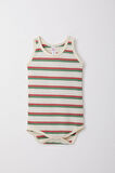 Breeze Erkek Bebek Çıtçıtlı Atlet Zıbın Body Renkli Çizgili 9 Ay-3 Yaş, Krem