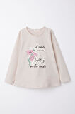 Breeze Kız Çocuk Taytlı Takım Yazı & Çiçek Baskılı 6-10 Yaş, Bej