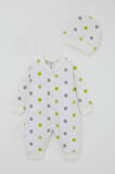 Breeze Erkek Bebek Tulum Büyük Renkli Puantiyeli 0-6 Ay, Ekru