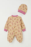 Breeze Kız Bebek Patikli Tulum Çiçek Desenli 0-6 Ay, Açık Kahverengi