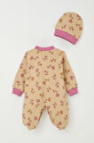Breeze Kız Bebek Patikli Tulum Çiçek Desenli 0-6 Ay, Açık Kahverengi