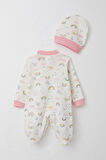 Breeze Kız Bebek Patikli Tulum Gökyüzü Temalı 0-6 Ay, Ekru