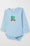Breeze Erkek Bebek Çıtçıtlı Zıbın Body Şoför Timsahcık Baskılı 9 Ay-3 Yaş, Mavi