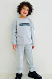 Breeze Erkek Çocuk Eşofman Takım Yazı Baskılı 5-10 Yaş, Açık Gri Melanj