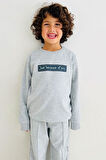 Breeze Erkek Çocuk Eşofman Takım Yazı Baskılı 5-10 Yaş, Açık Gri Melanj