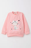 Breeze Kız Bebek Şalvar Tipi Eşofman Takım Kedicik Nakışlı 6 Ay-2 Yaş, Pembe