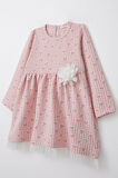 Breeze Kız Çocuk Uzun Kollu Elbise Kalp & Kazayağı Desenli 3-7 Yaş, Pembe