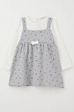 Breeze Kız Çocuk Uzun Kollu Elbise Kalp & Kazayağı Desenli 1.5-5 Yaş, Buz Mavisi