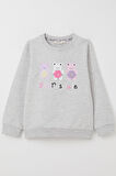 Breeze Kız Çocuk Sweatshirt Sevimli Ayıcıklar Baskılı 1.5-5 Yaş, Açık Gri Melanj