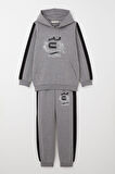 Breeze Erkek Çocuk Eşofman Takım Kapüşonlu Başarı Temalı Yazı Baskılı 6-12 Yaş, Koyu Gri Melanj
