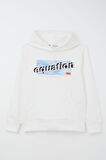Breeze Erkek Çocuk Sweatshirt Yazı Baskılı Kanguru Cepli Kapüşonlu 8-14 Yaş, Beyaz