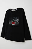 Breeze Erkek Çocuk Uzun Kollu Tişört Motivasyon Temalı Yazı Baskılı 6-12 Yaş, Siyah
