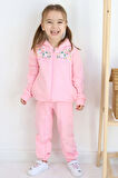 Breeze Kız Çocuk Eşofman Takım Renkli Çiçek Desenli Fermuarlı 1.5-5 Yaş, Pembe