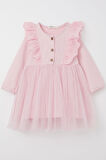 Breeze Kız Çocuk Uzun Kollu Elbise Tüllü Güpürlü 1.5-5 Yaş, Pembe