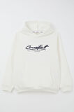 Breeze Erkek Çocuk Sweatshirt Kapüşonlu Yazı Nakışlı Kanguru Cepli 4-8 Yaş, Ekru