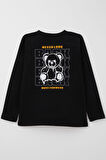 Breeze Erkek Çocuk Uzun Kollu Tişört Motivasyon Temalı & Sırt Kısmı Ayıcık Baskılı 4-8 Yaş, Siyah