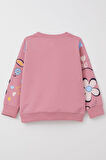 Breeze Kız Çocuk Sweatshirt Bahar Temalı Çicek Desenli 2-6 Yaş, Gülkurusu