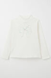 Breeze Kız Çocuk Uzun Kollu Tişört Tül Fiyonk Armalı 8-14 Yaş, Ekru