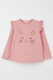 Breeze Kız Çocuk Taytlı Takım Sevimli Hayvancık Baskılı Çiçekli 1.5-5 Yaş, Gülkurusu