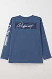 Breeze Erkek Çocuk Uzun Kollu Tişört Motivasyon Temalı Sırt Kısmı Baskılı 6-12 Yaş, İndigo