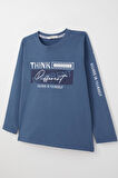 Breeze Erkek Çocuk Uzun Kollu Tişört Motivasyon Temalı Sırt Kısmı Baskılı 6-12 Yaş, İndigo