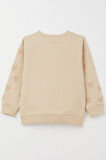Breeze Kız Çocuk Sweatshirt Sevgi Temalı Kalp Desenli 3-8 Yaş, Bej