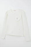 Breeze Kız Çocuk Uzun Kollu Tişört Taşlı Gül Armalı 9-14 Yaş, Ekru